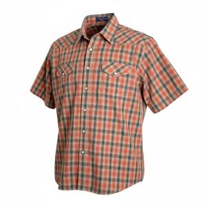 Pendleton Rancher Shirt Short Sleeve‎ Plaid Western Pearl Snap Mens XL